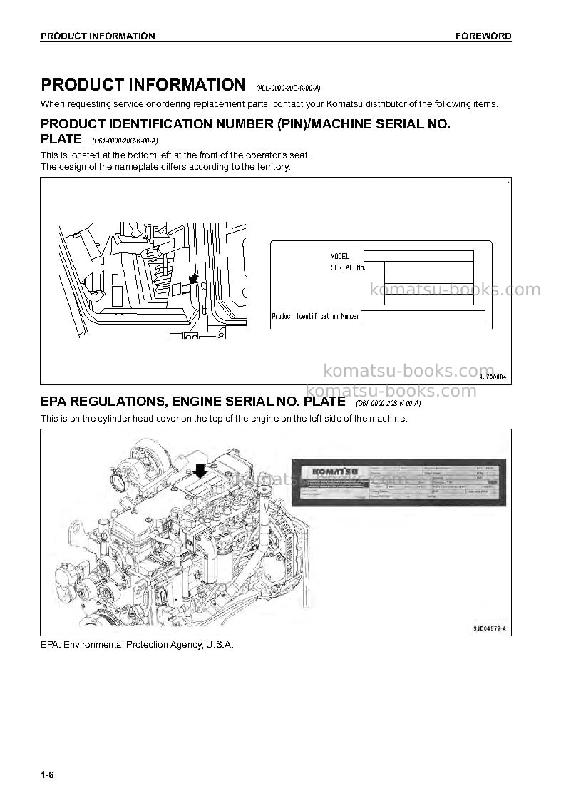 Komatsu d61ex-23bra-m0 Operation manual cover Page 7