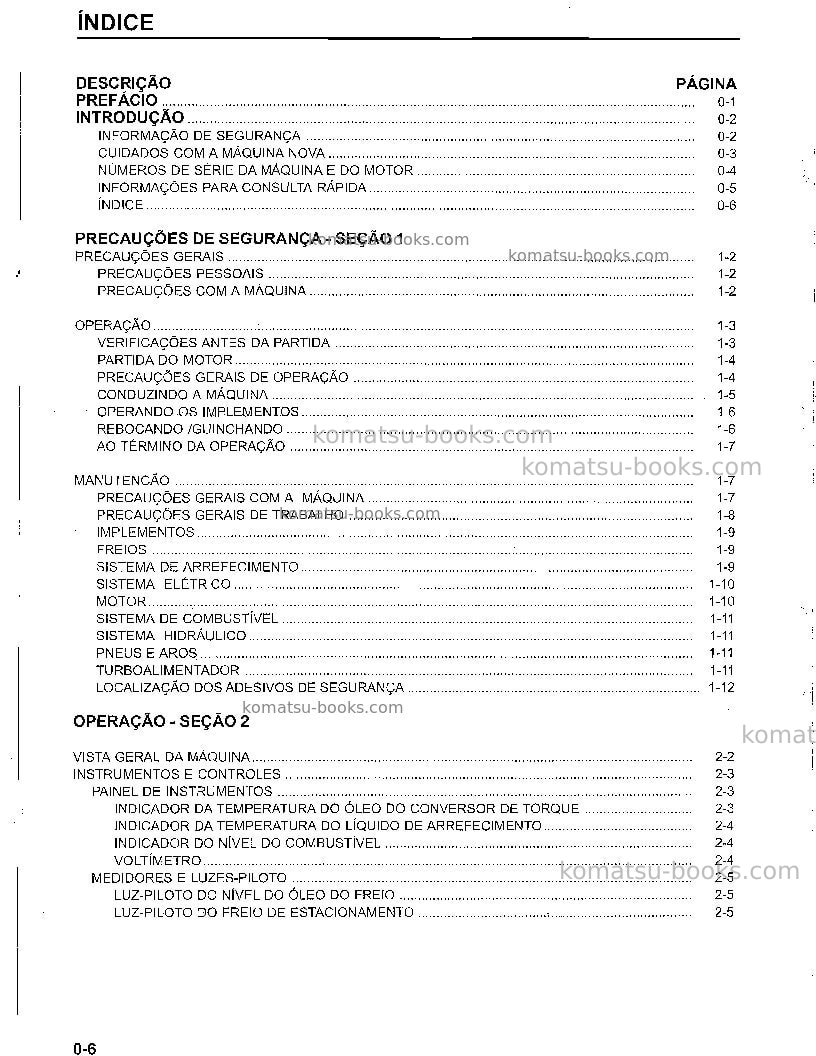 Komatsu wa180-1bra-b Manual de operação capa Página 7 Komatsu wa180-1bra-b Manual de operação capa Página 7