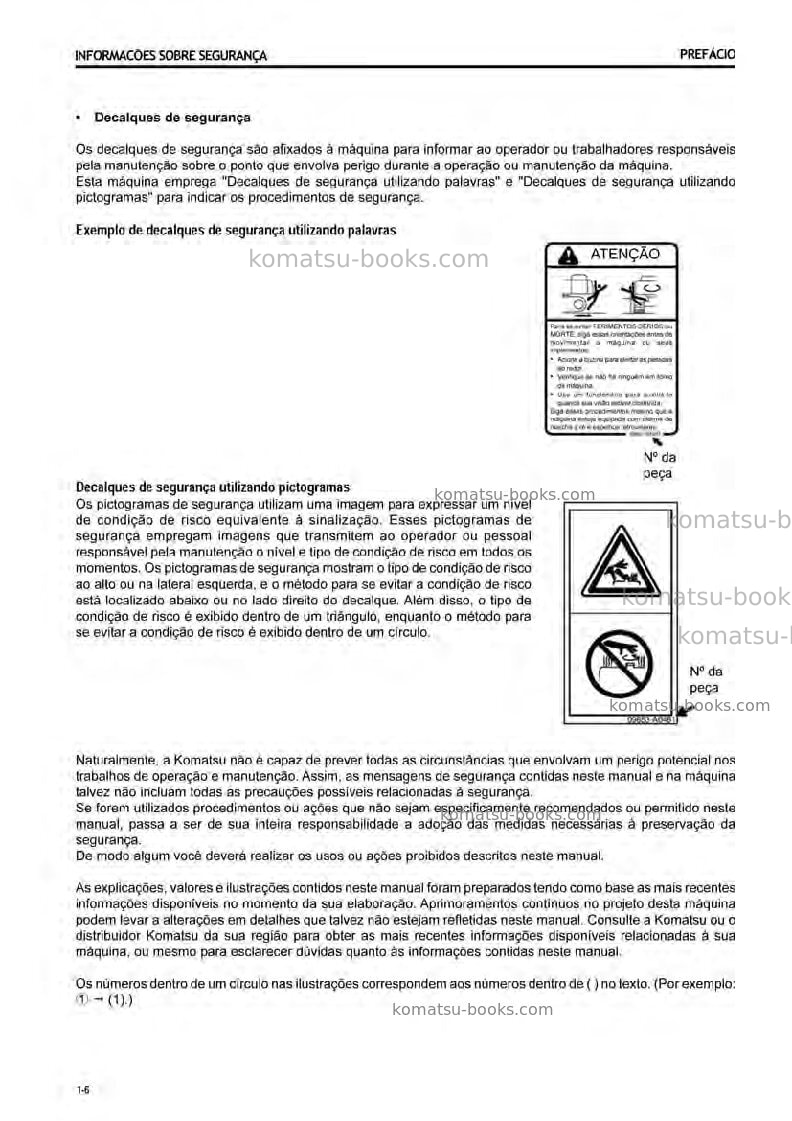 Komatsu pc138us-8gbr Manual de operação capa Página 7 Komatsu pc138us-8gbr Manual de operação capa Página 7