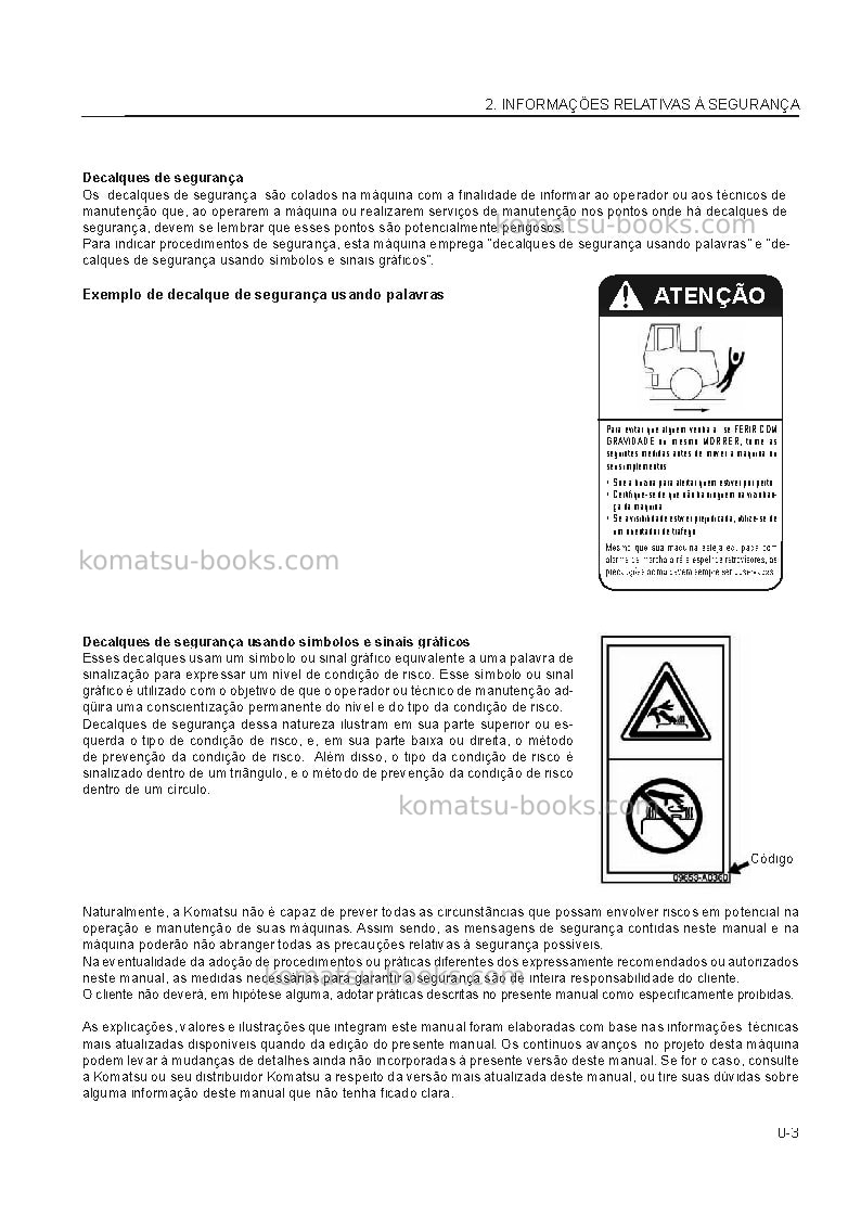 Komatsu wa1200-3jpn Manual de operação capa Página 7 Komatsu wa1200-3jpn Manual de operação capa Página 7