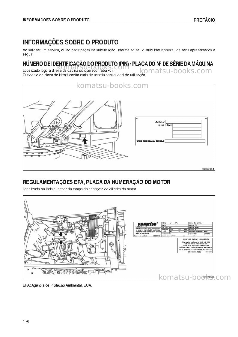 Komatsu pc200-8bra Manual de operação capa Página 7
