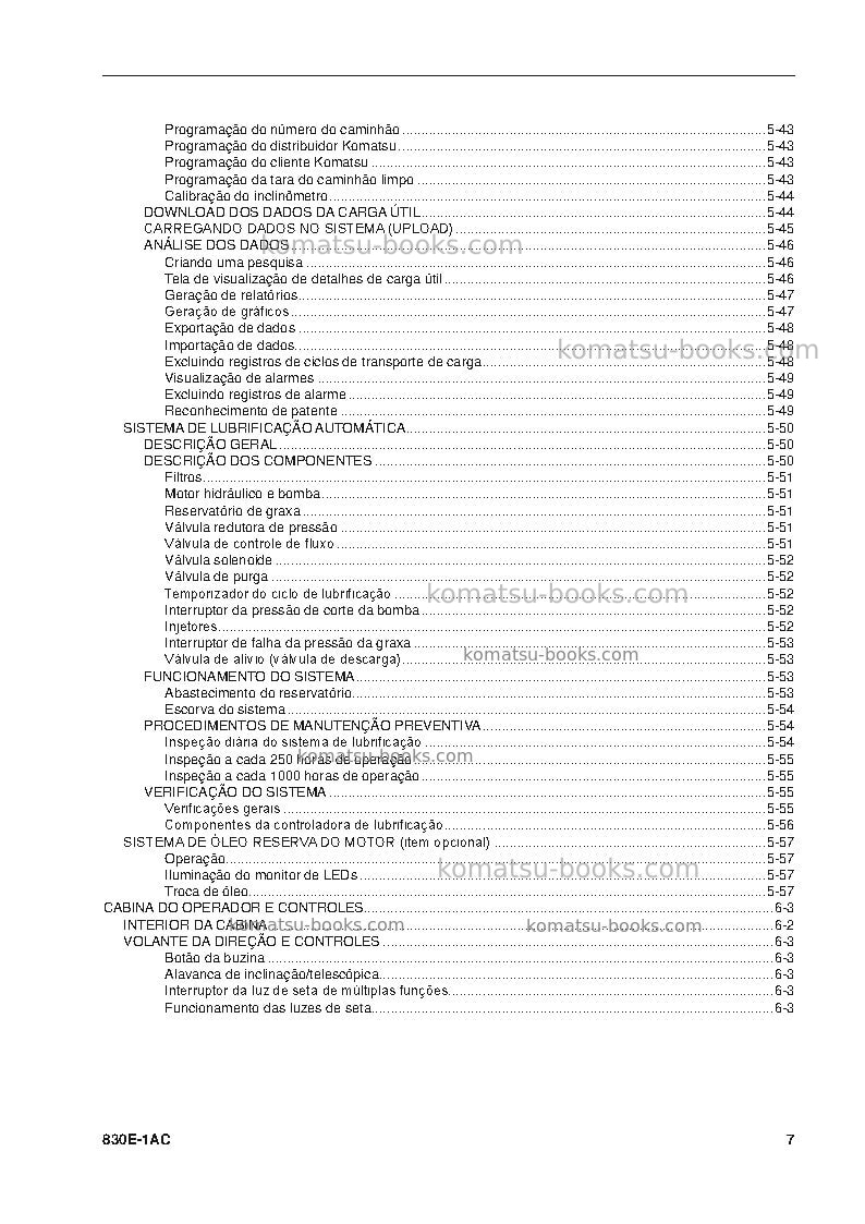 Komatsu 830e-1usa-ac Manual de operação capa Página 7 Komatsu 830e-1usa-ac Manual de operação capa Página 7
