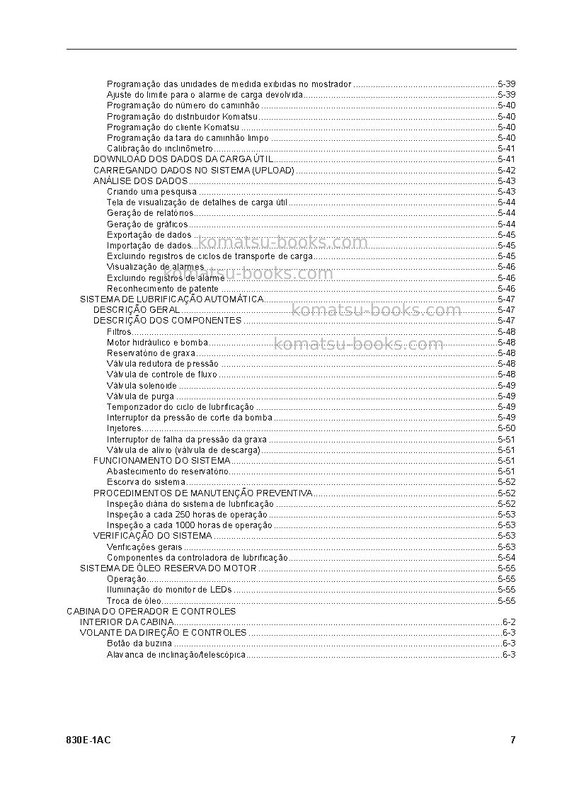 Komatsu 830e-1usa-ac Manual de operação capa Página 7 Komatsu 830e-1usa-ac Manual de operação capa Página 7