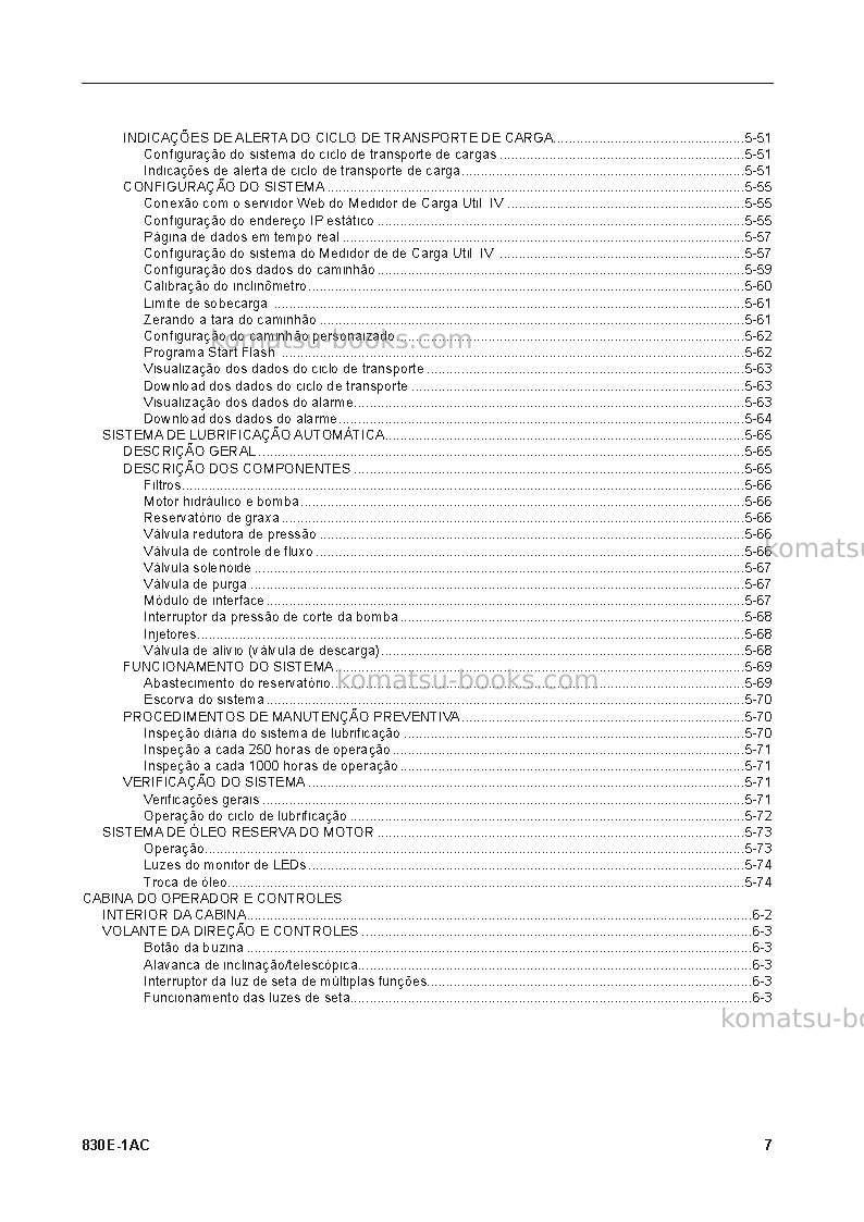 Komatsu 830e-1usa-ac Manual de operação capa Página 7 Komatsu 830e-1usa-ac Manual de operação capa Página 7