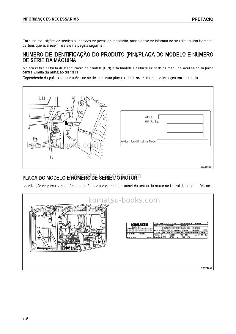 Komatsu wa320-5bra Manual de operação capa Página 7 Komatsu wa320-5bra Manual de operação capa Página 7
