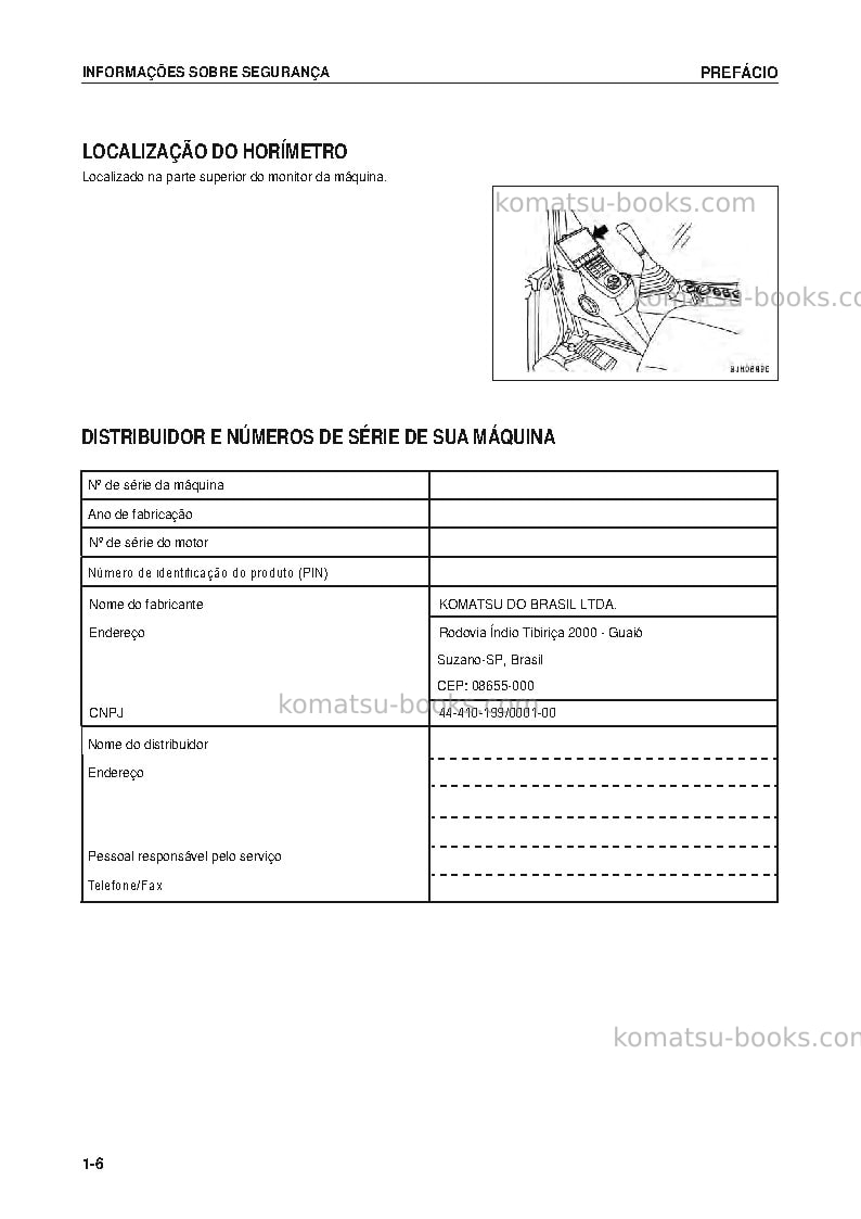 Komatsu pc200-8bra Manual de operação capa Página 7 Komatsu pc200-8bra Manual de operação capa Página 7