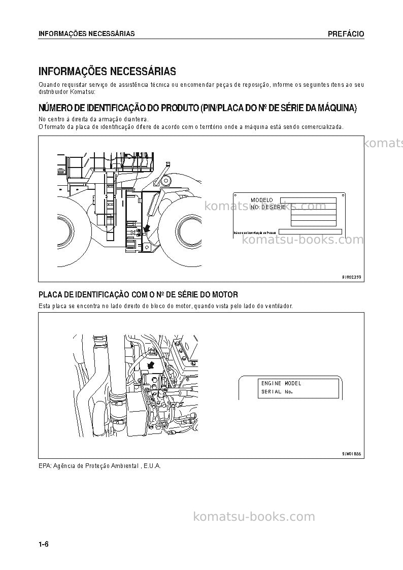Komatsu wa1200-6jpn Manual de operação capa Página 7 Komatsu wa1200-6jpn Manual de operação capa Página 7