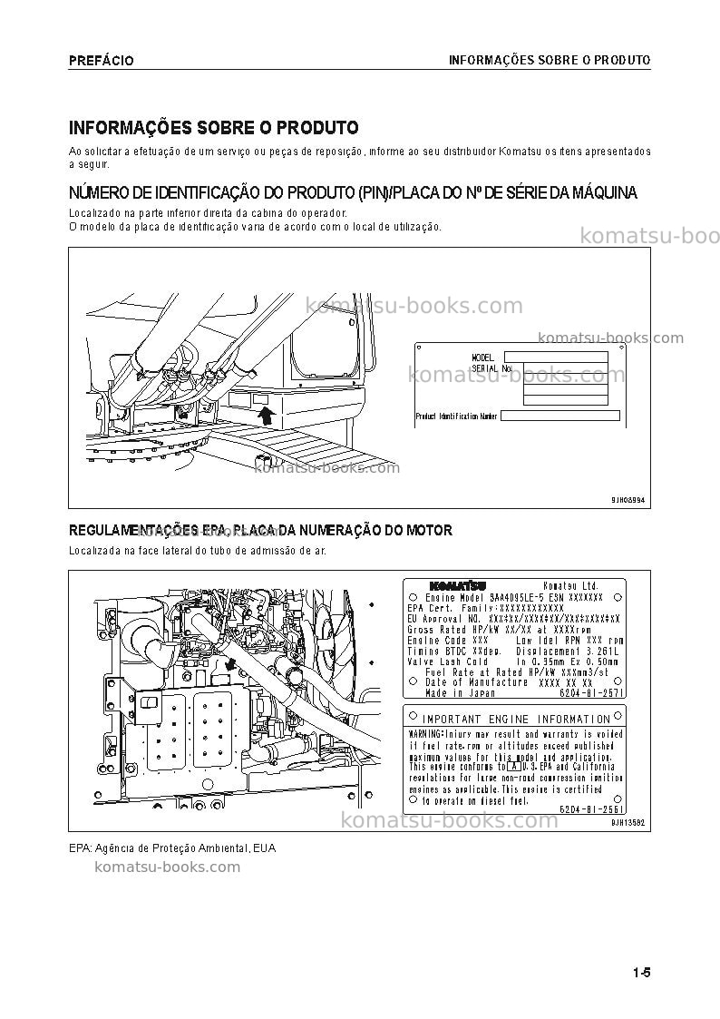 Komatsu pc130-8bra Manual de operação capa Página 7 Komatsu pc130-8bra Manual de operação capa Página 7