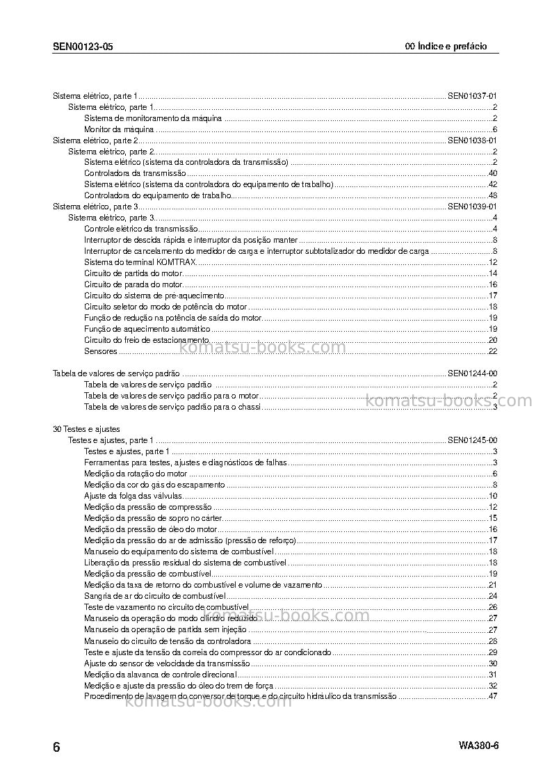 Komatsu wa380-6jpn Reparo e manutenção capa Página 7
