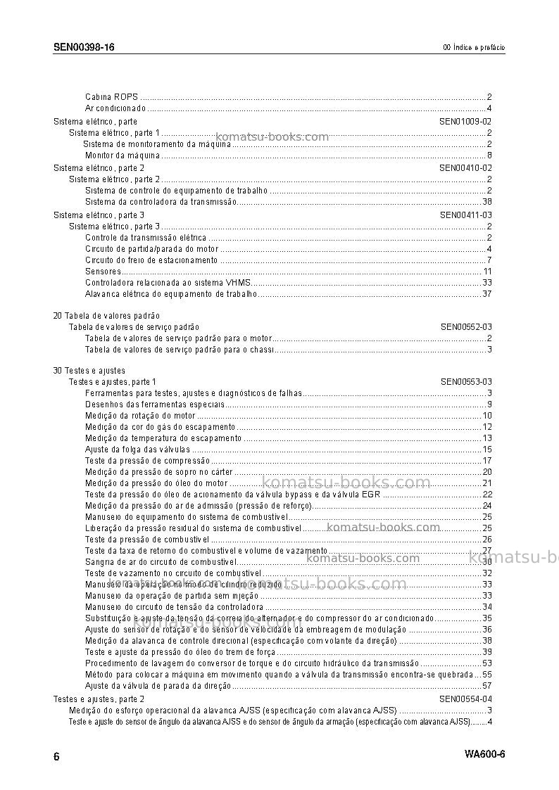 Komatsu wa600-6jpn Reparo e manutenção capa Página 7