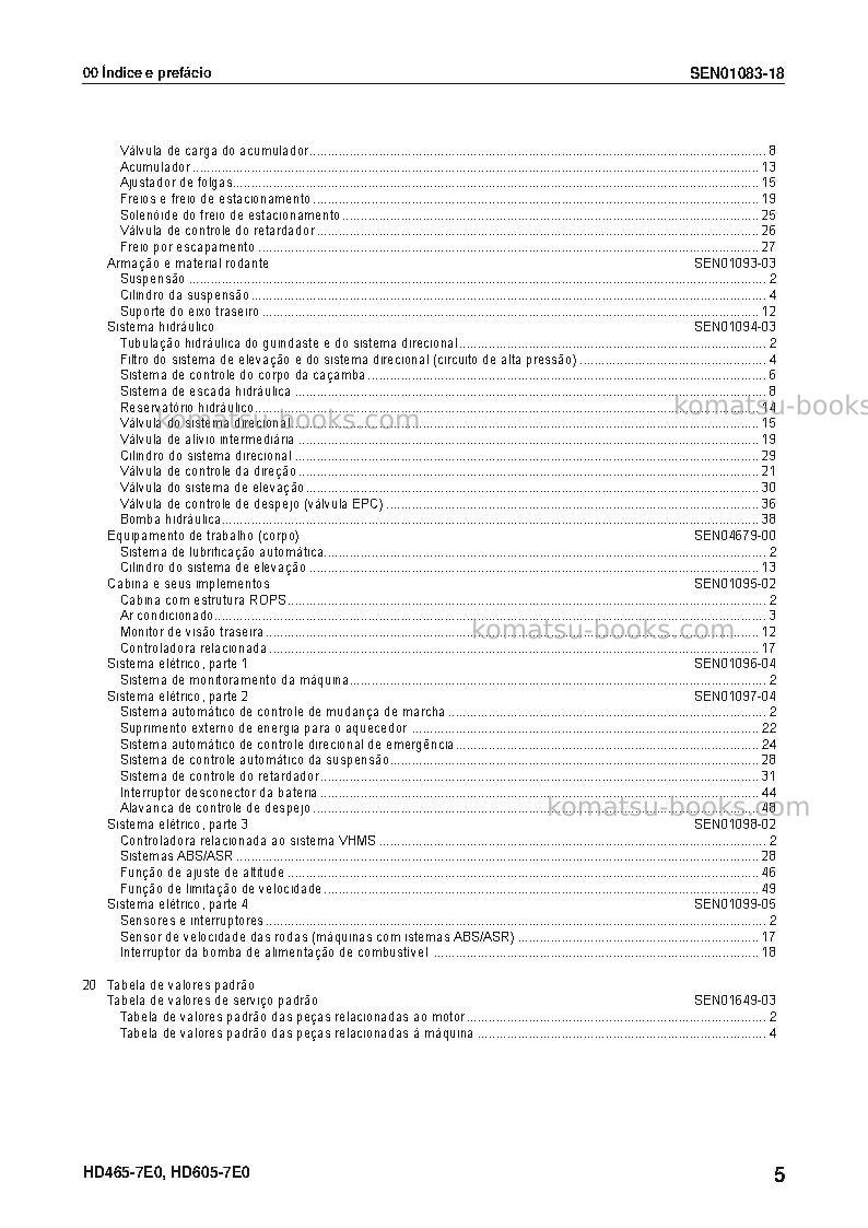 Komatsu hd465-7jpn-e0 Reparo e manutenção capa Página 7 Komatsu hd465-7jpn-e0 Reparo e manutenção capa Página 7