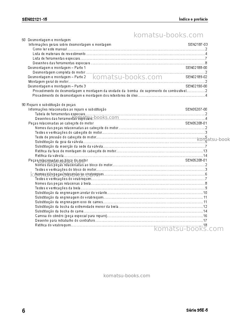 Komatsu 95e-5 seriesjpn Reparo e manutenção capa Página 7