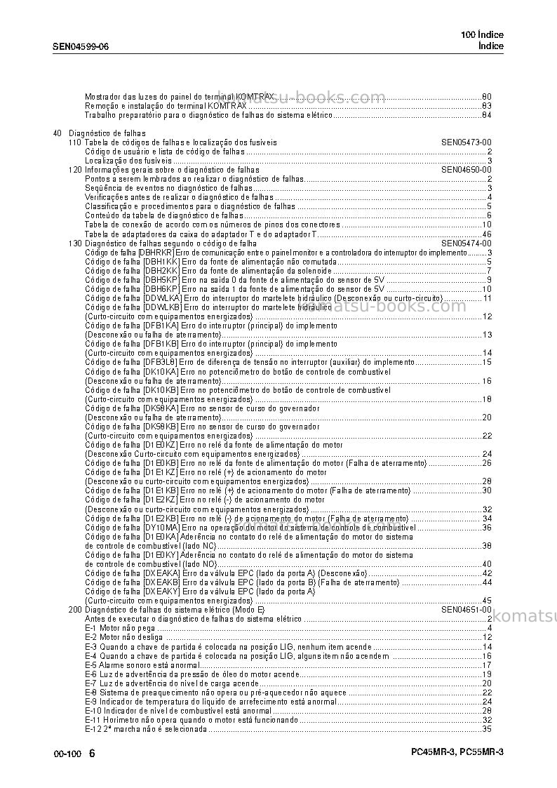 Komatsu pc45mr-3jpn Reparo e manutenção capa Página 7 Komatsu pc45mr-3jpn Reparo e manutenção capa Página 7
