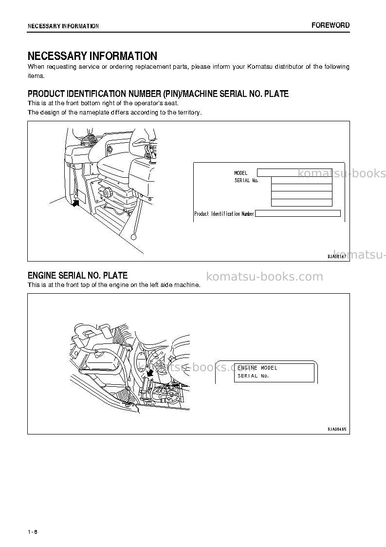Komatsu d68ess-12idn-e0 Operation manual cover Page 7