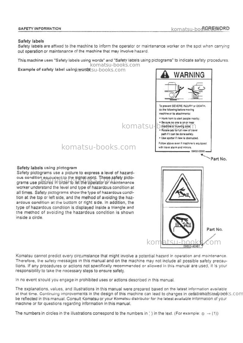 Komatsu pc300lc-7idn Operation manual cover Page 7 Komatsu pc300lc-7idn Operation manual cover Page 7