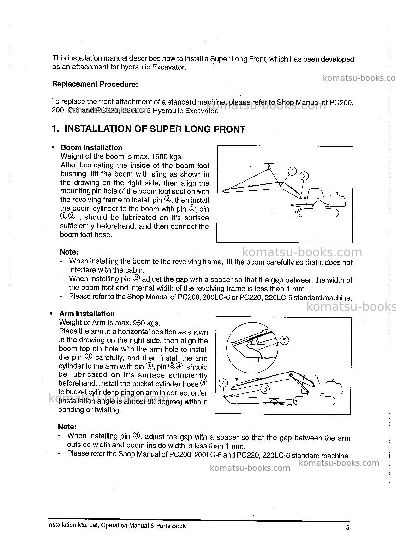 Komatsu pc200slf-6idn Operation manual cover Page 7 Komatsu pc200slf-6idn Operation manual cover Page 7