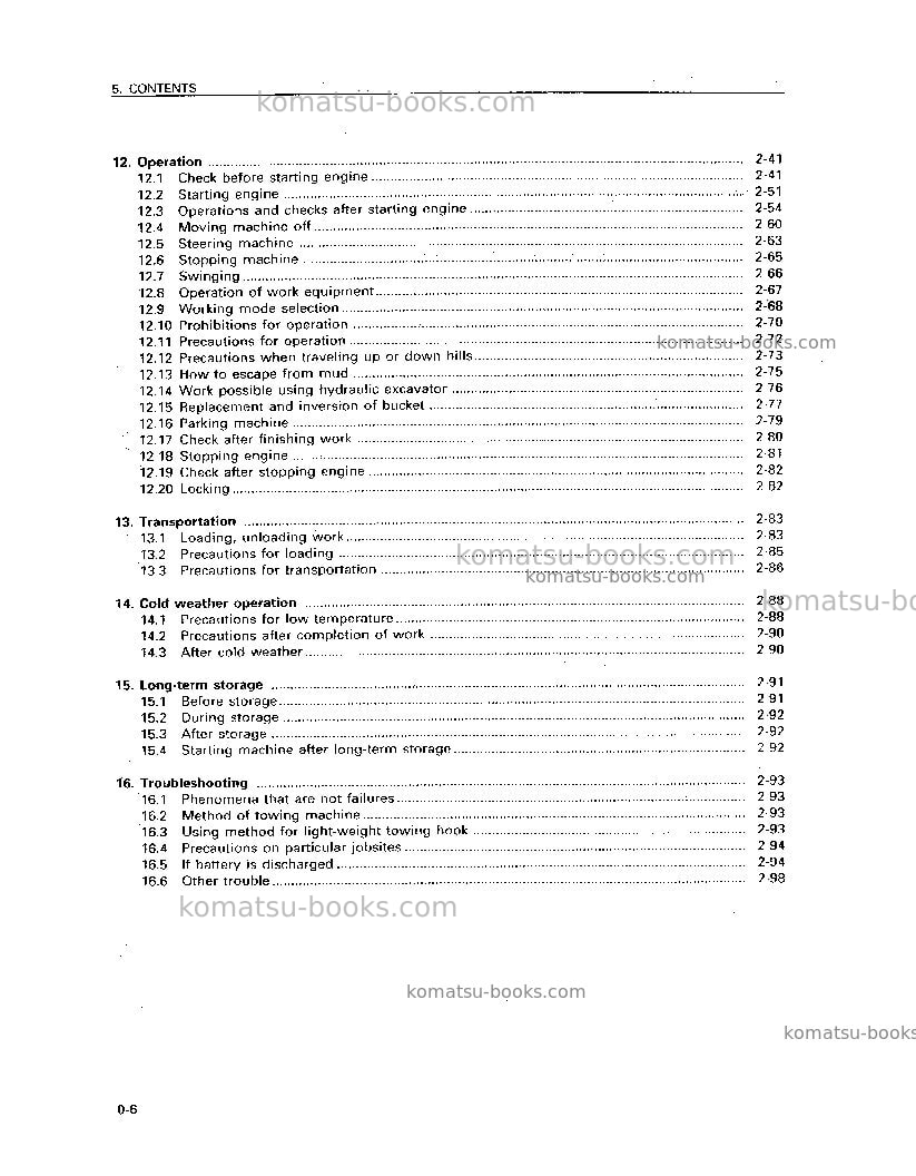 Komatsu pc100-6jpn Operation manual cover Page 7 Komatsu pc100-6jpn Operation manual cover Page 7