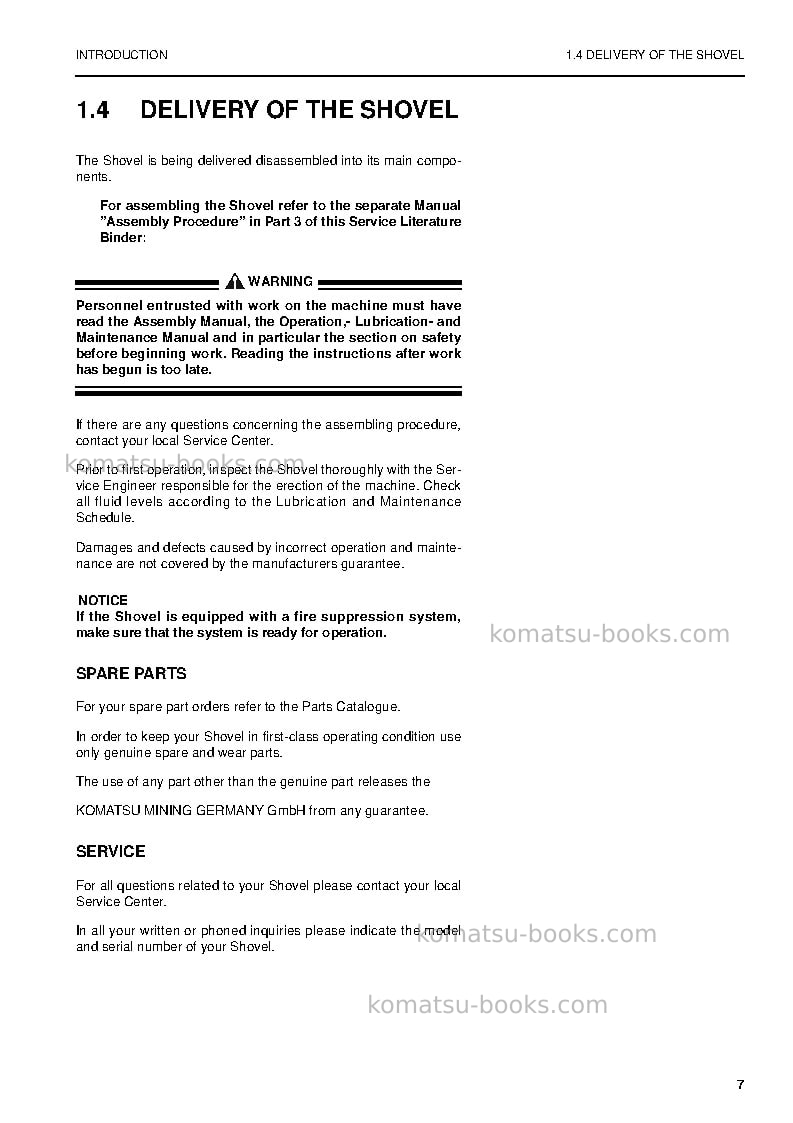 Komatsu pc3000-6deu Operation manual cover Page 7