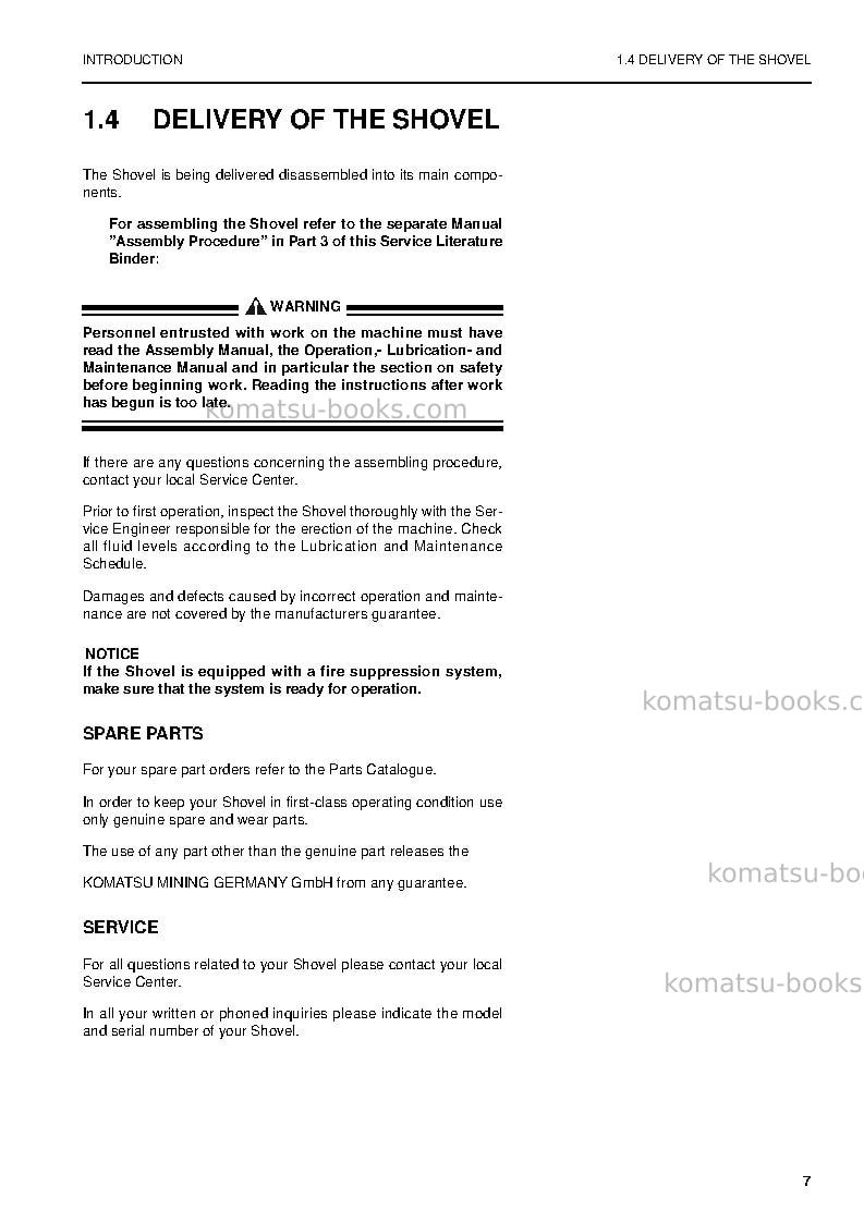 Komatsu pc5500-6deu Operation manual cover Page 7 Komatsu pc5500-6deu Operation manual cover Page 7