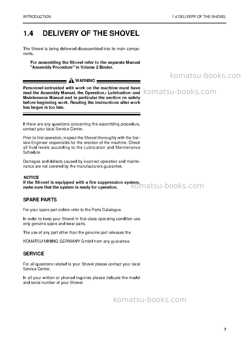 Komatsu pc5500-6deu Operation manual cover Page 7 Komatsu pc5500-6deu Operation manual cover Page 7