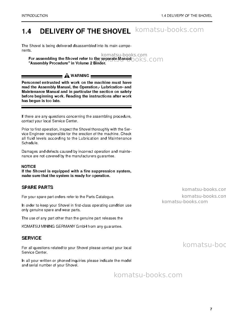 Komatsu pc5500-6deu Operation manual cover Page 7 Komatsu pc5500-6deu Operation manual cover Page 7