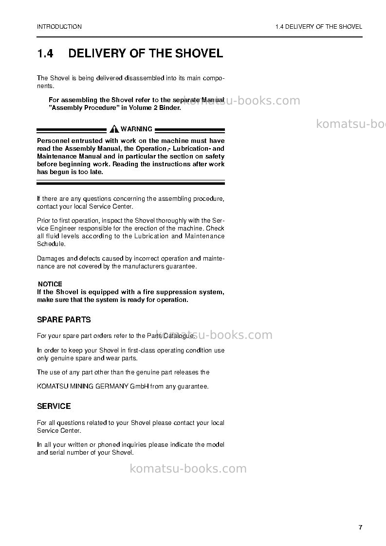Komatsu pc5500-6deu Operation manual cover Page 7 Komatsu pc5500-6deu Operation manual cover Page 7