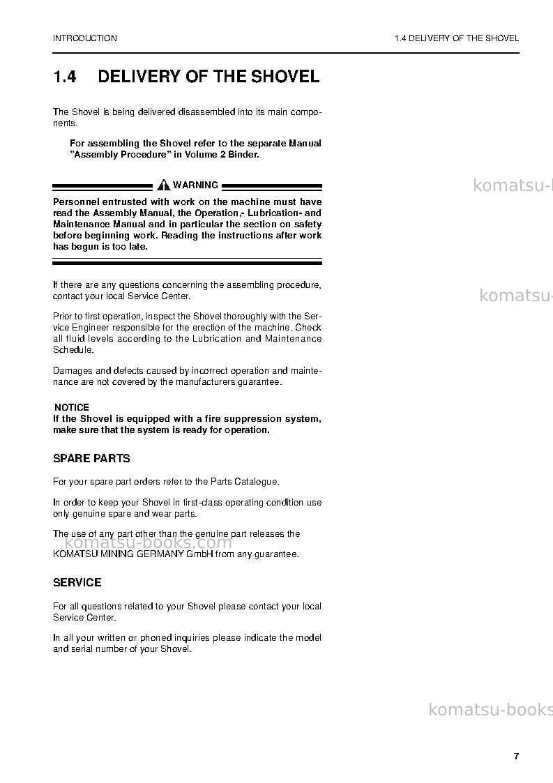 Komatsu pc5500-6deu Operation manual cover Page 7
