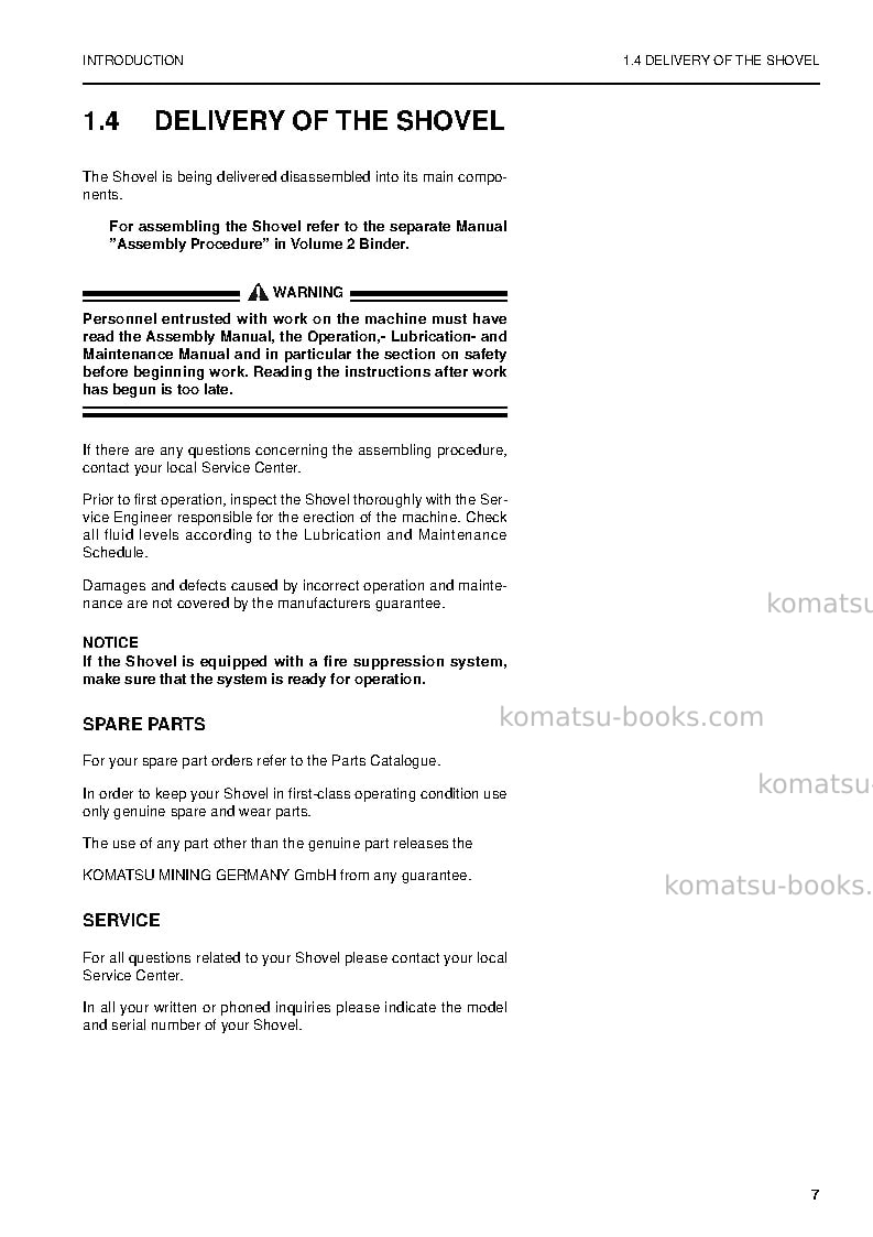 Komatsu pc5500-6deu Operation manual cover Page 7 Komatsu pc5500-6deu Operation manual cover Page 7