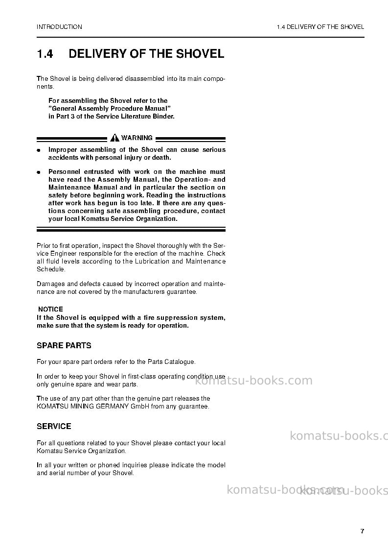 Komatsu pc5500-6deu-electric motor Operation manual cover Page 7 Komatsu pc5500-6deu-electric motor Operation manual cover Page 7