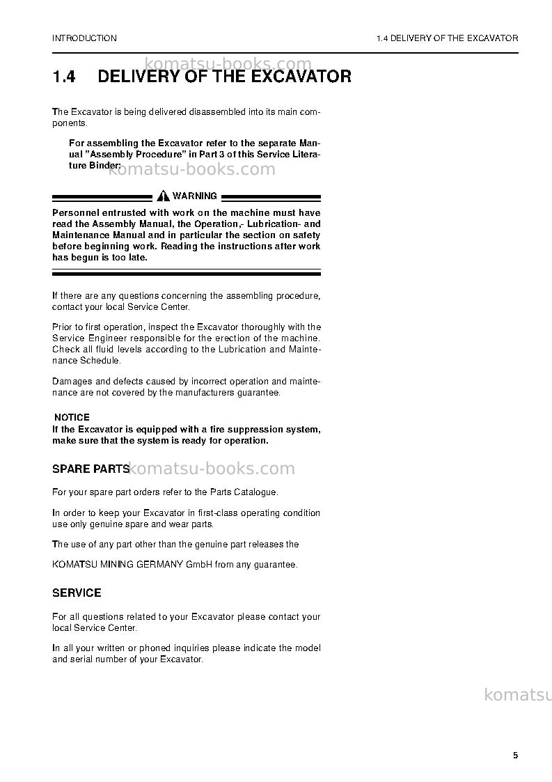 Komatsu pc5500-1deu Operation manual cover Page 7 Komatsu pc5500-1deu Operation manual cover Page 7