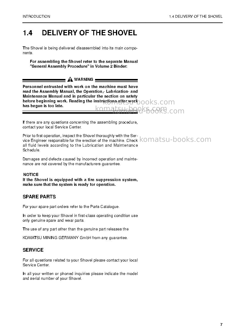 Komatsu pc8000-6deu Operation manual cover Page 7 Komatsu pc8000-6deu Operation manual cover Page 7