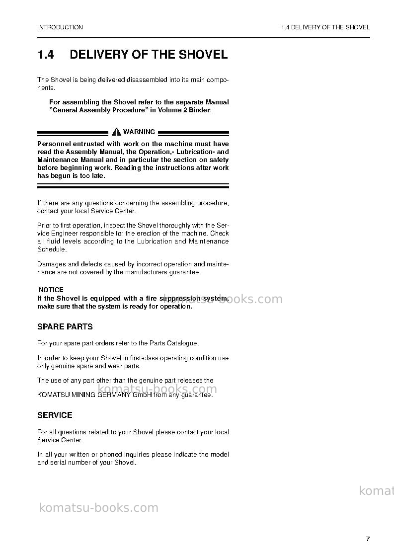 Komatsu pc8000-6deu Operation manual cover Page 7 Komatsu pc8000-6deu Operation manual cover Page 7