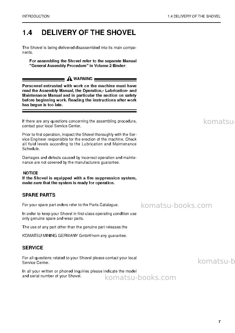 Komatsu pc8000-6deu-electric motor Operation manual cover Page 7
