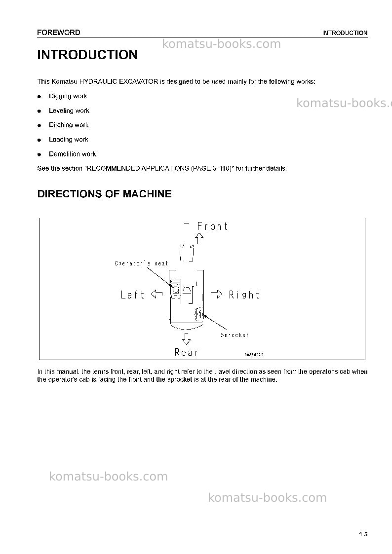 Komatsu pc360-7chn Operation manual cover Page 7 Komatsu pc360-7chn Operation manual cover Page 7