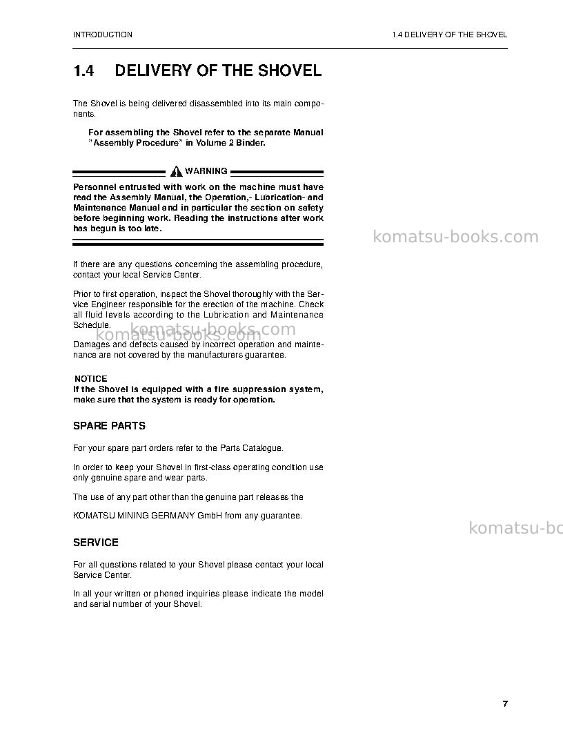 Komatsu pc3000-6deu Operation manual cover Page 7 Komatsu pc3000-6deu Operation manual cover Page 7