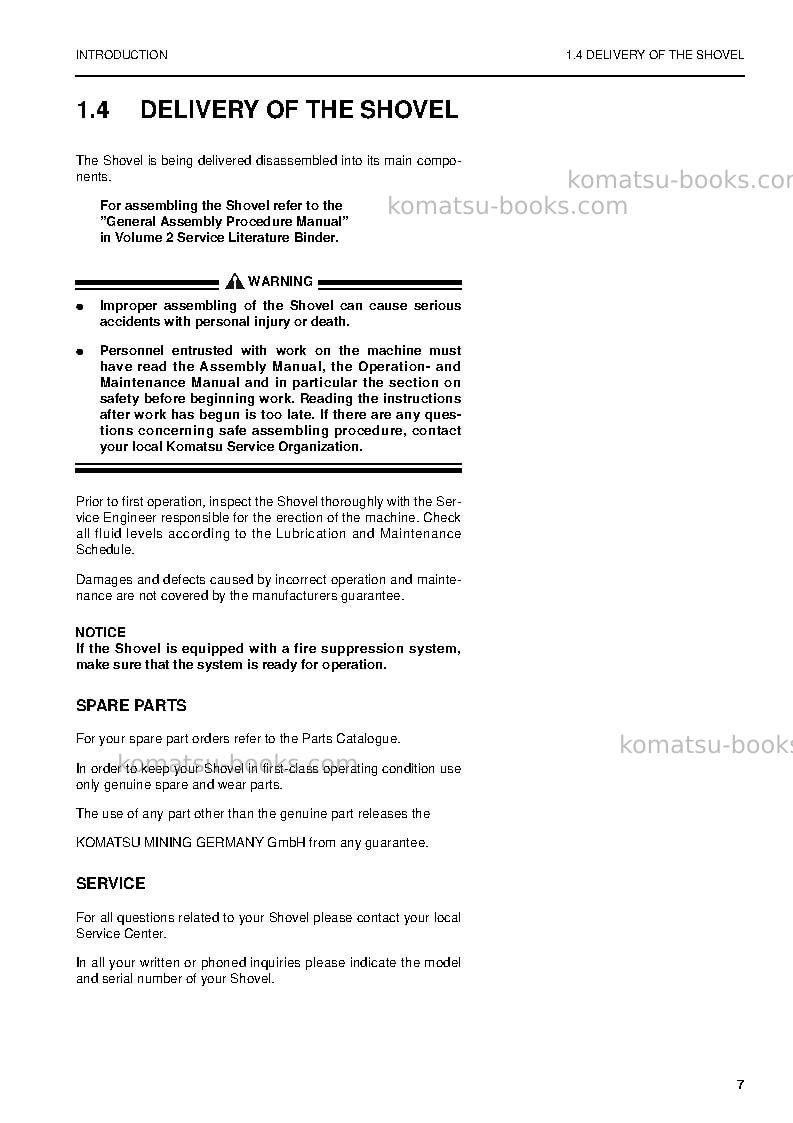 Komatsu pc4000-6deu Operation manual cover Page 7