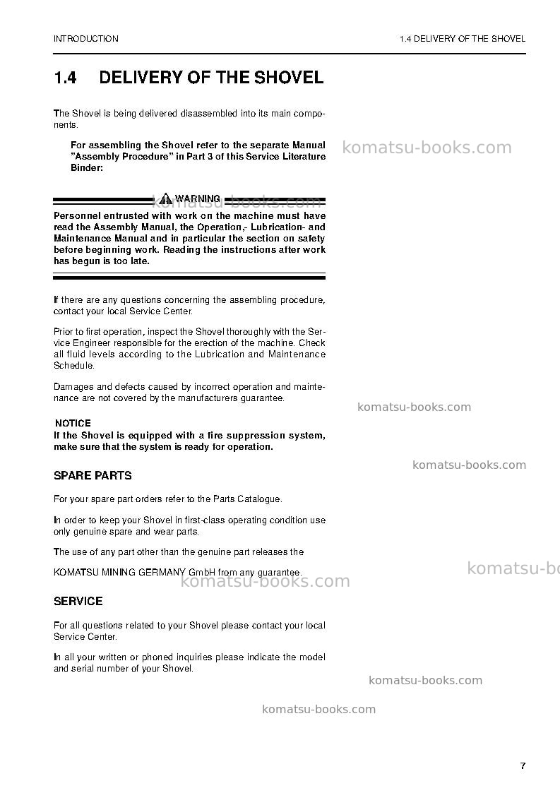 Komatsu pc5500-6deu Operation manual cover Page 7 Komatsu pc5500-6deu Operation manual cover Page 7