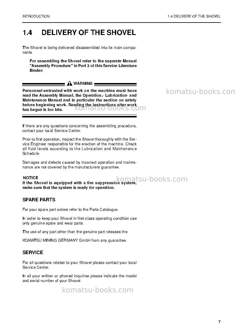 Komatsu pc5500-6deu Operation manual cover Page 7 Komatsu pc5500-6deu Operation manual cover Page 7