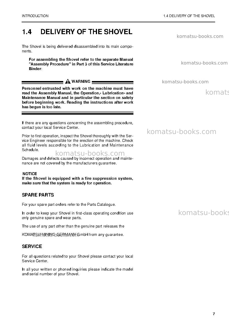 Komatsu pc5500-6deu Operation manual cover Page 7 Komatsu pc5500-6deu Operation manual cover Page 7