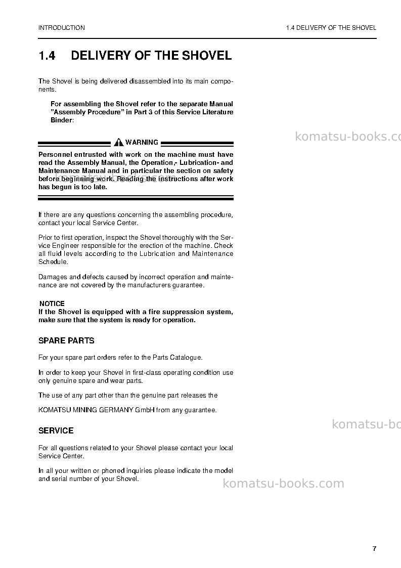 Komatsu pc5500-6deu Operation manual cover Page 7 Komatsu pc5500-6deu Operation manual cover Page 7