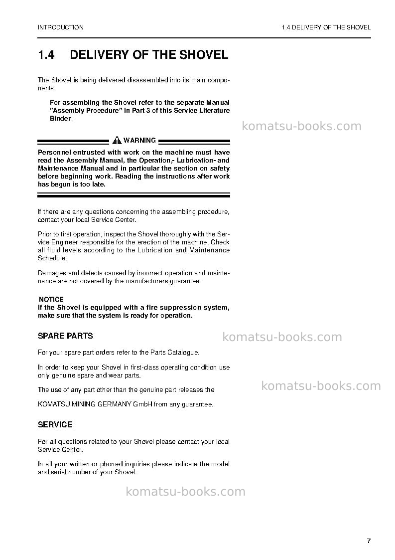 Komatsu pc5500-6deu Operation manual cover Page 7 Komatsu pc5500-6deu Operation manual cover Page 7