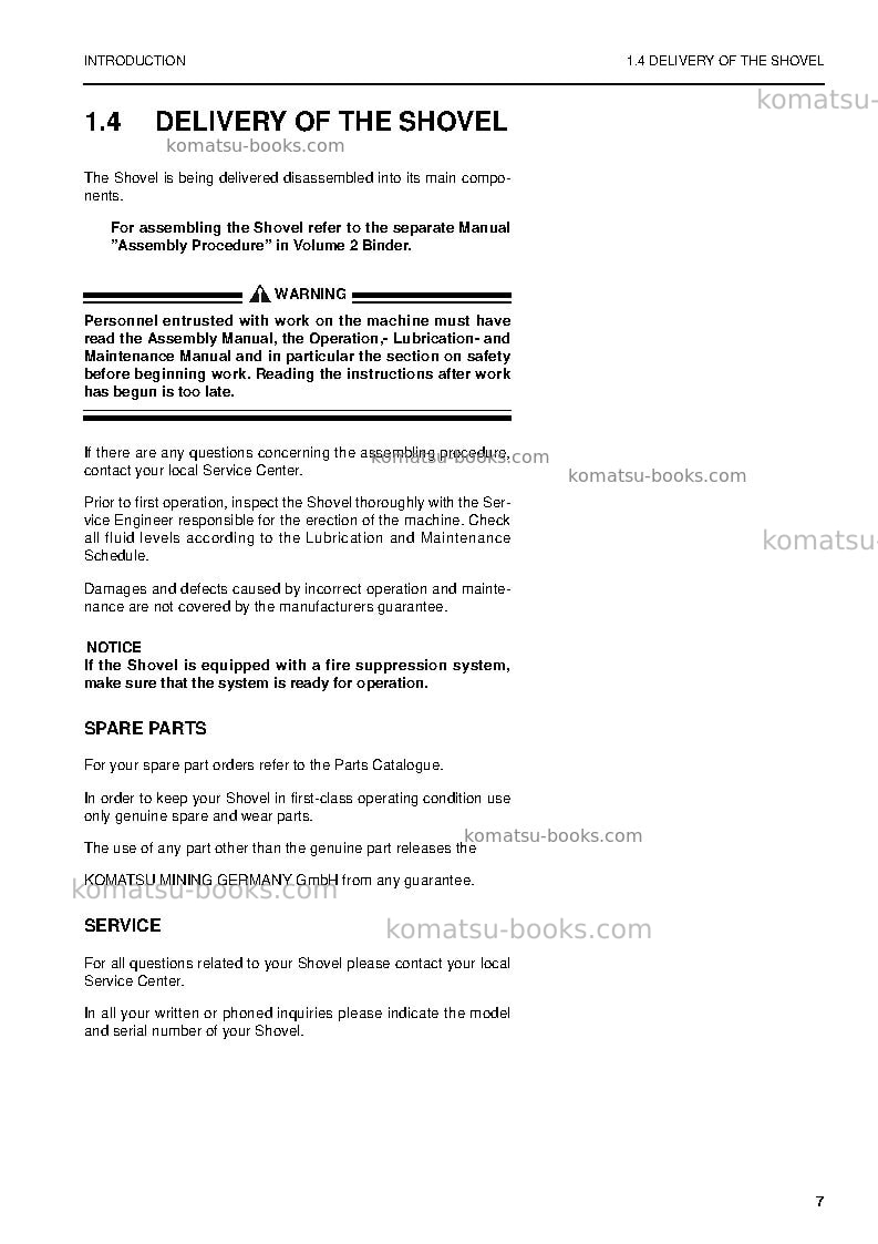 Komatsu pc5500-6deu Operation manual cover Page 7 Komatsu pc5500-6deu Operation manual cover Page 7