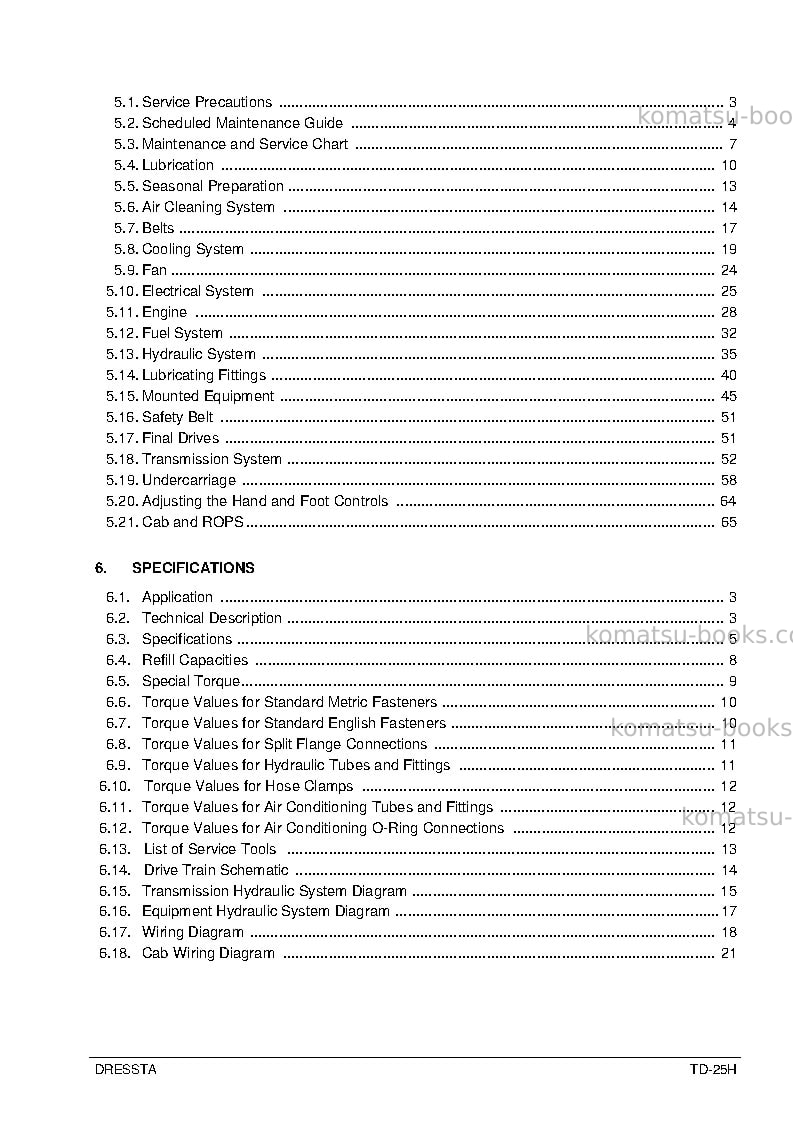 Komatsu td-25h Operation manual cover Page 7