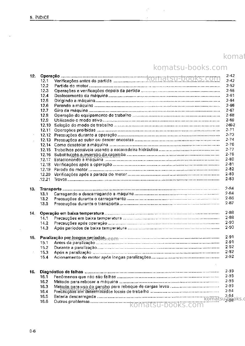 Komatsu pc200-6bra Manual de operação capa Página 7