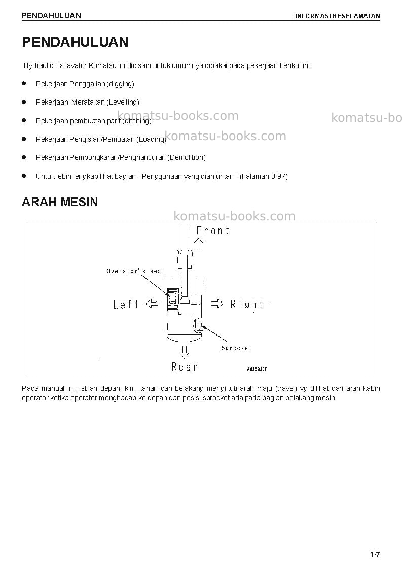 Komatsu pc200-7idn Operation manual cover Page 7
