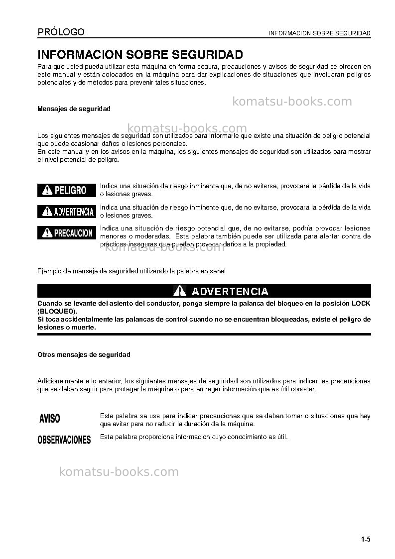 Komatsu pc27mr-2jpn Manual de operación cover Page 7