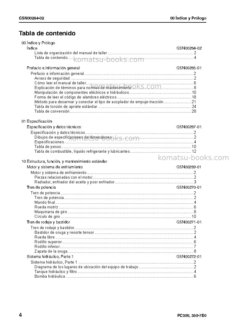 Komatsu pc300-7jpn-e0, work equipment grease 500h Reparación y mantenimiento cover Page 7