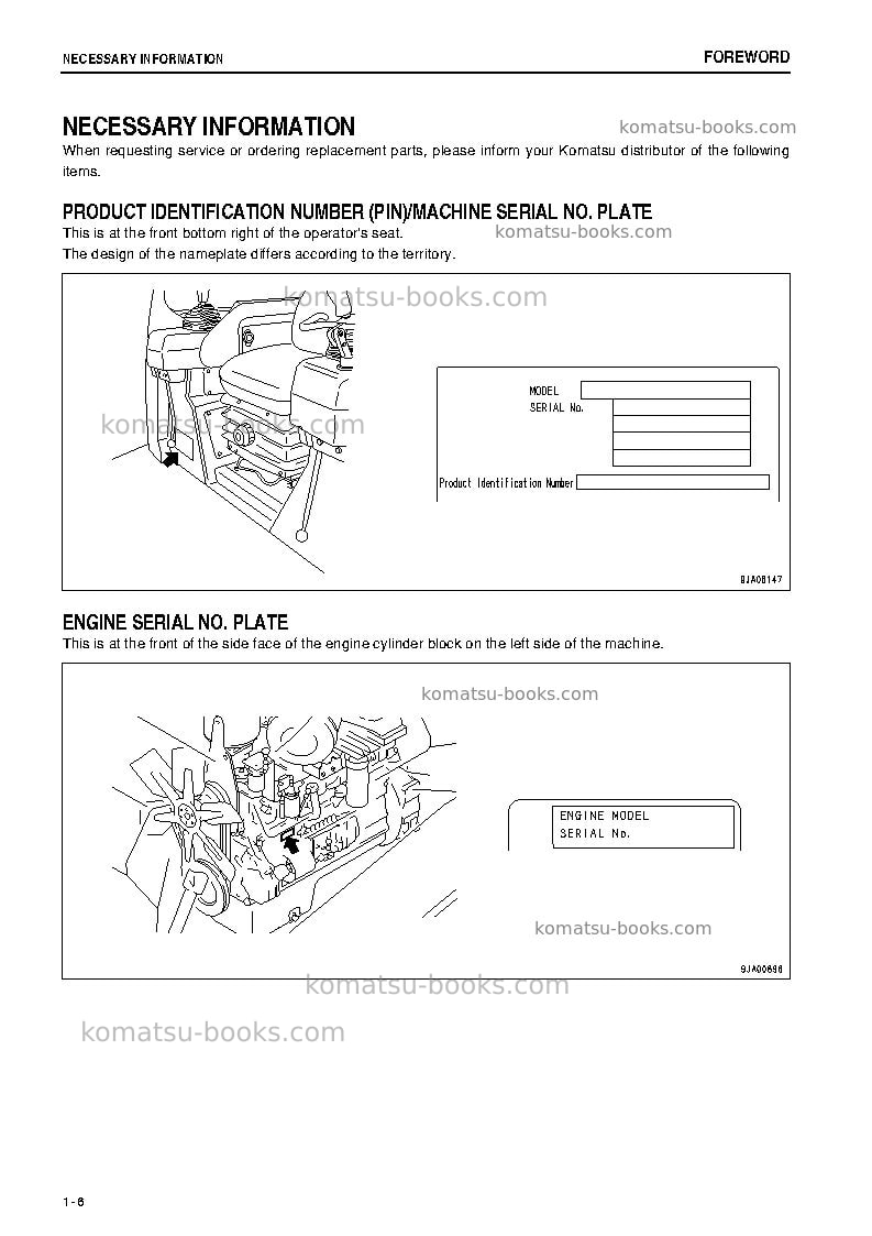 Komatsu d65e-12jpn Operation manual cover Page 7 Komatsu d65e-12jpn Operation manual cover Page 7