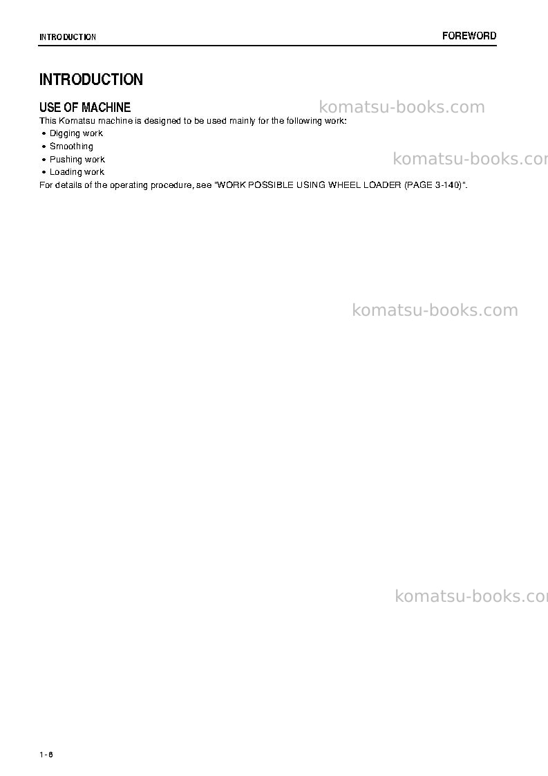 Komatsu wa430-6jpn Operation manual cover Page 7 Komatsu wa430-6jpn Operation manual cover Page 7