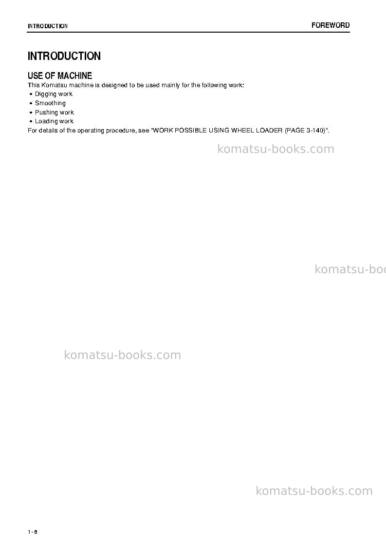 Komatsu wa380-6jpn Operation manual cover Page 7 Komatsu wa380-6jpn Operation manual cover Page 7